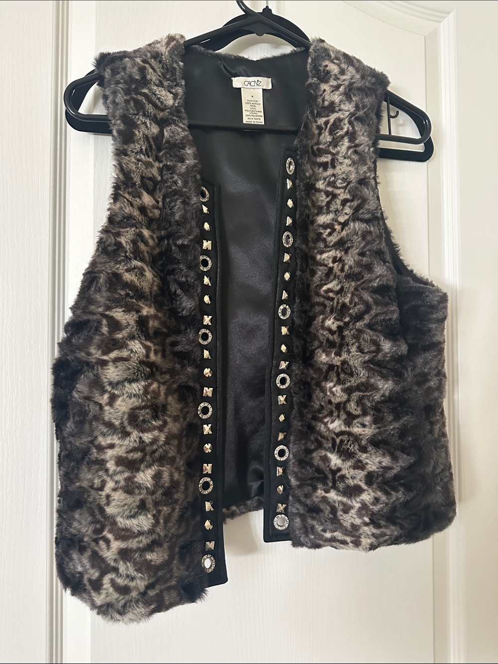 VINTAGE Cache Brown Faux Fur Vest with Stud Accents